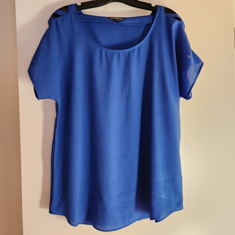 Royal Blue Short Sleeve Cutout Tee